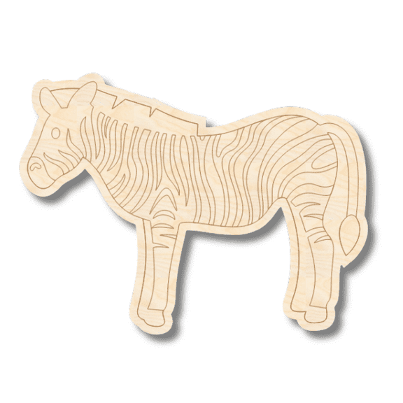 Unfinished Wood Etched Zebra Shape 6" / 1/8"