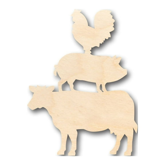 Unfinished Wood Farm Animals Shape - Craft - up to 46" DIY 5" / 1/8"