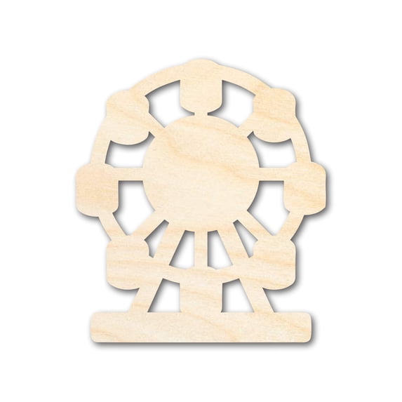 Unfinished Wood Ferris Wheel Shape | Amusement Park Ride Silhouette | Craft Cutout 46" / 1"