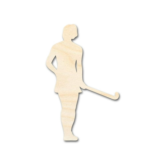 Unfinished Wood Field Hockey Player Silhouette 24" / 1/4"
