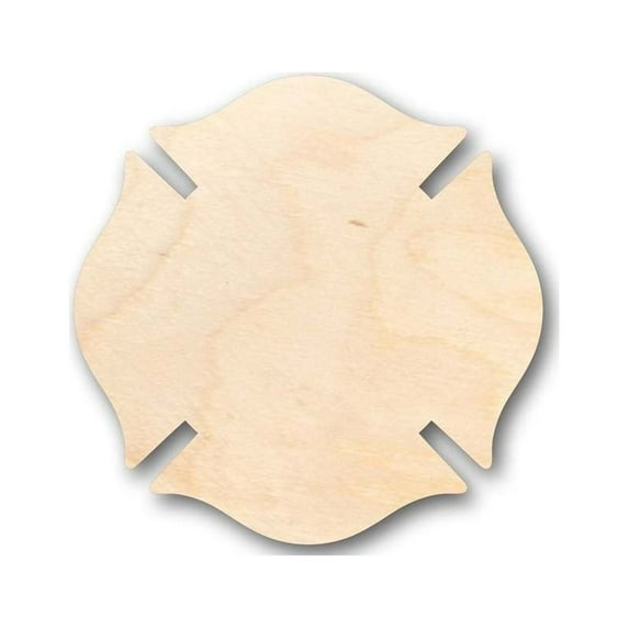 Unfinished Wood Fireman's Badge Symbol Shape - Firefighter - Craft - up to 24" DIY 6" / 3/4"