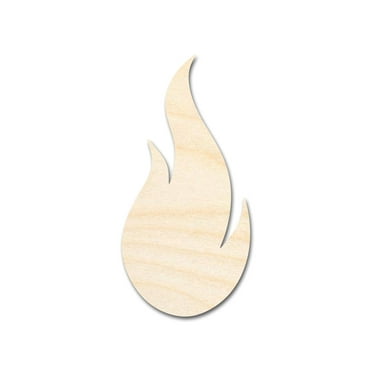 Unfinished Wood Flame Shape | Craft Cutout | up to 46" DIY 5" / 1/8"