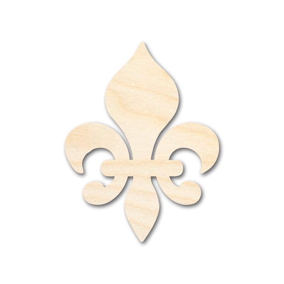 Unfinished Wood Fleur-di-Lis Silhouette | Mardi Gras | DIY Craft Cutout 10" / 1/8"