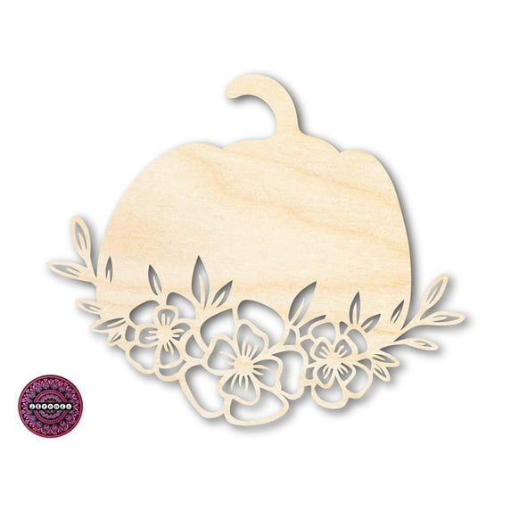 Unfinished Wood Floral Pumpkin Shape 6" / 1/2"