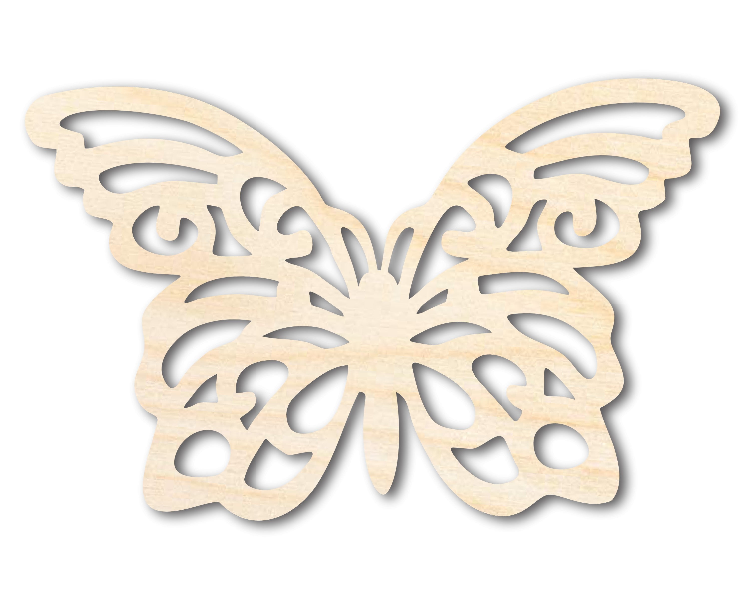 Unfinished Wood Flourish Butterfly Shape - Craft - up to 36