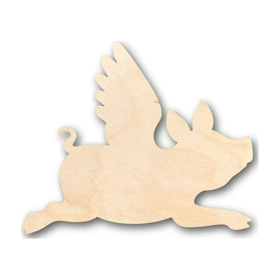Unfinished Wood Flying Pig Shape - Animal - Joke - Craft - up to 46" DIY 14" / 1/4"