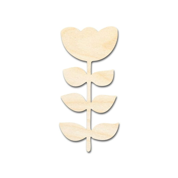 Unfinished Wood Folk Tulip Shape - Flower Craft - up to 46" DIY 12" / 1/4"