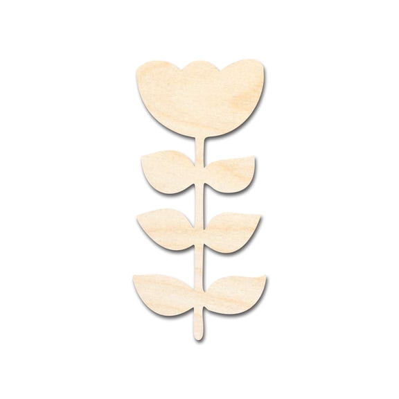 Unfinished Wood Folk Tulip Shape - Flower Craft - up to 46" DIY 7" / 1/4"