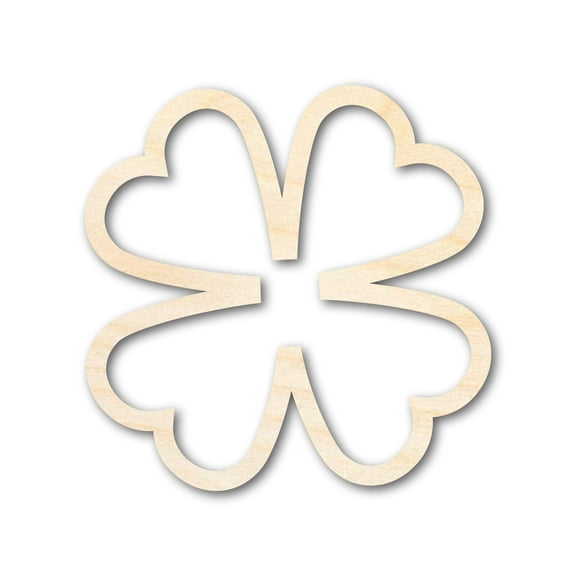 Unfinished Wood Four Leaf Clover Outline Shape 12" / 1/4"