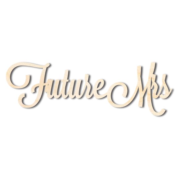 Unfinished Wood Future Mrs Shape - DIY Wedding Craft - up to 46" 14" / 1/8"
