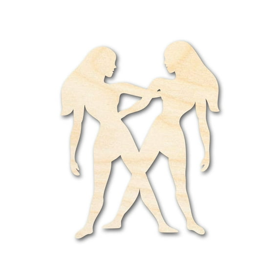 Unfinished Wood Gemini Twins Shape - Zodiac Craft - up to 46" 24" / 1/8"