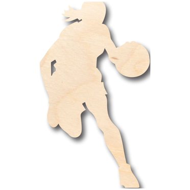 Unfinished Wood Girl Basketball Shape - Craft - up to 46" DIY 7" / 1/4"