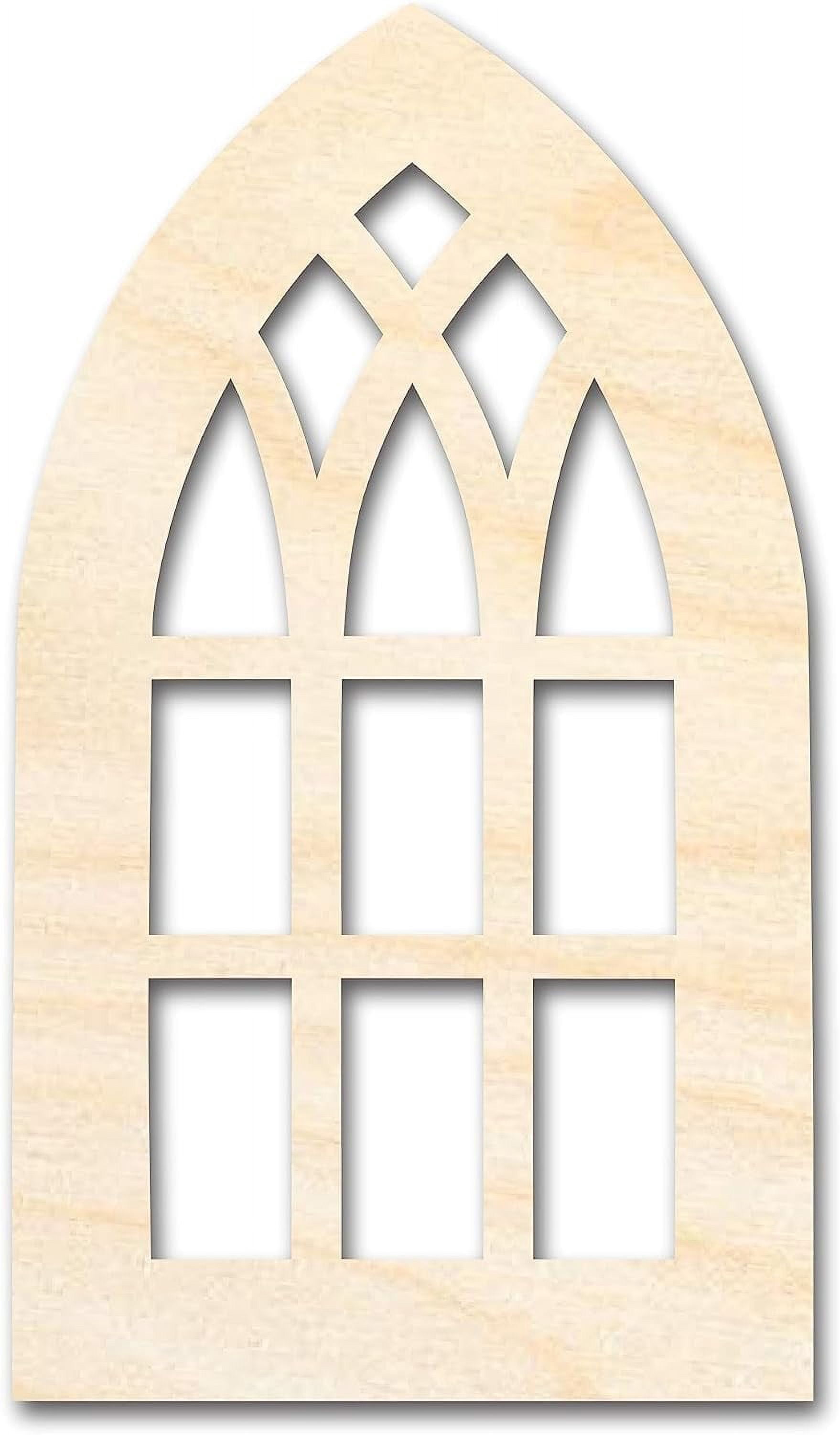 Rectangular Window Cutouts Unfinished Wood Gothic Window Shape | Craft Cutout | up to 24