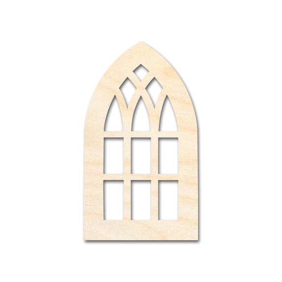 Unfinished Wood Gothic Window Shape | Craft Cutout | up to 24" DIY 42" / 3/4"