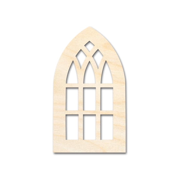 Unfinished Wood Gothic Window Shape | Craft Cutout 3" / 1/4"