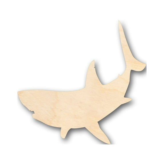Unfinished Wood Great White Shark Shape - Craft - up to 46" DIY 8" / 1/8"