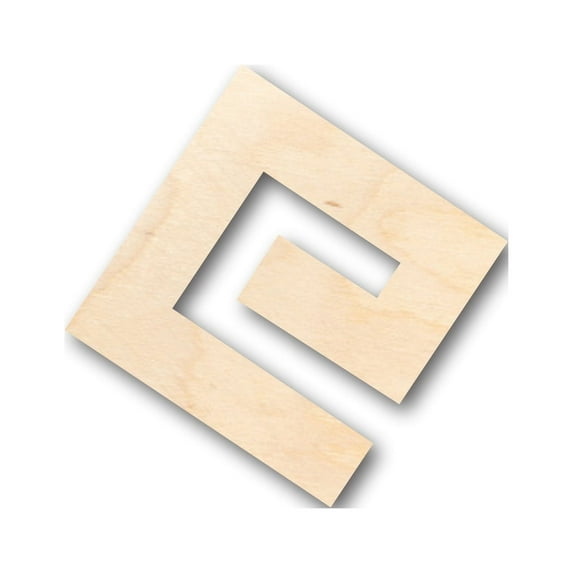 Unfinished Wood Greek Key Symbol Shape - Craft - up to 46" DIY 12" / 1/4"