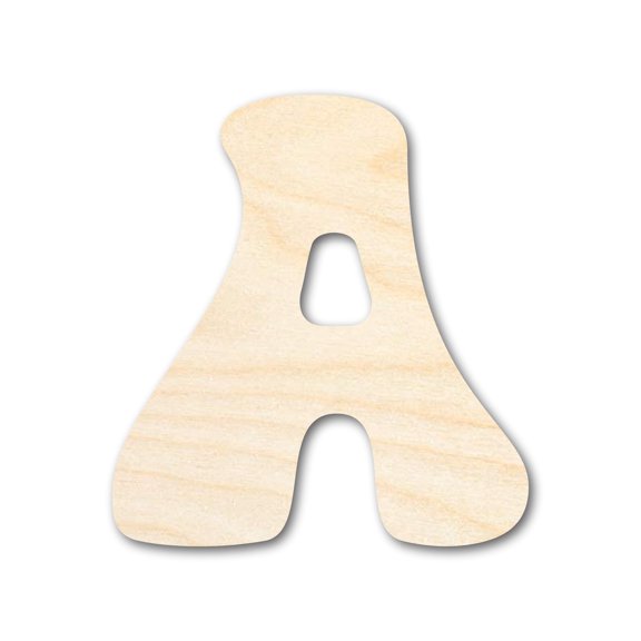 Unfinished Wood Groovy A Font Shape | DIY Craft Cutout 24" / 1/4"
