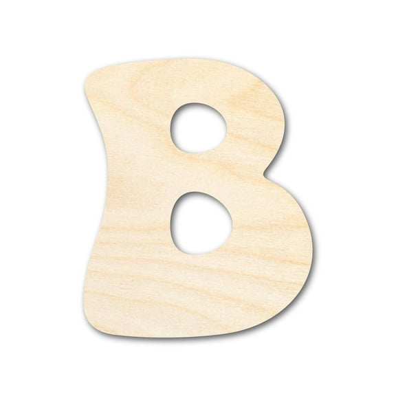 Unfinished Wood Groovy B Font Shape 4" / 1/4"