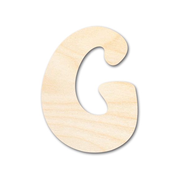 Unfinished Wood Groovy G Font Shape 7" / 1/4"