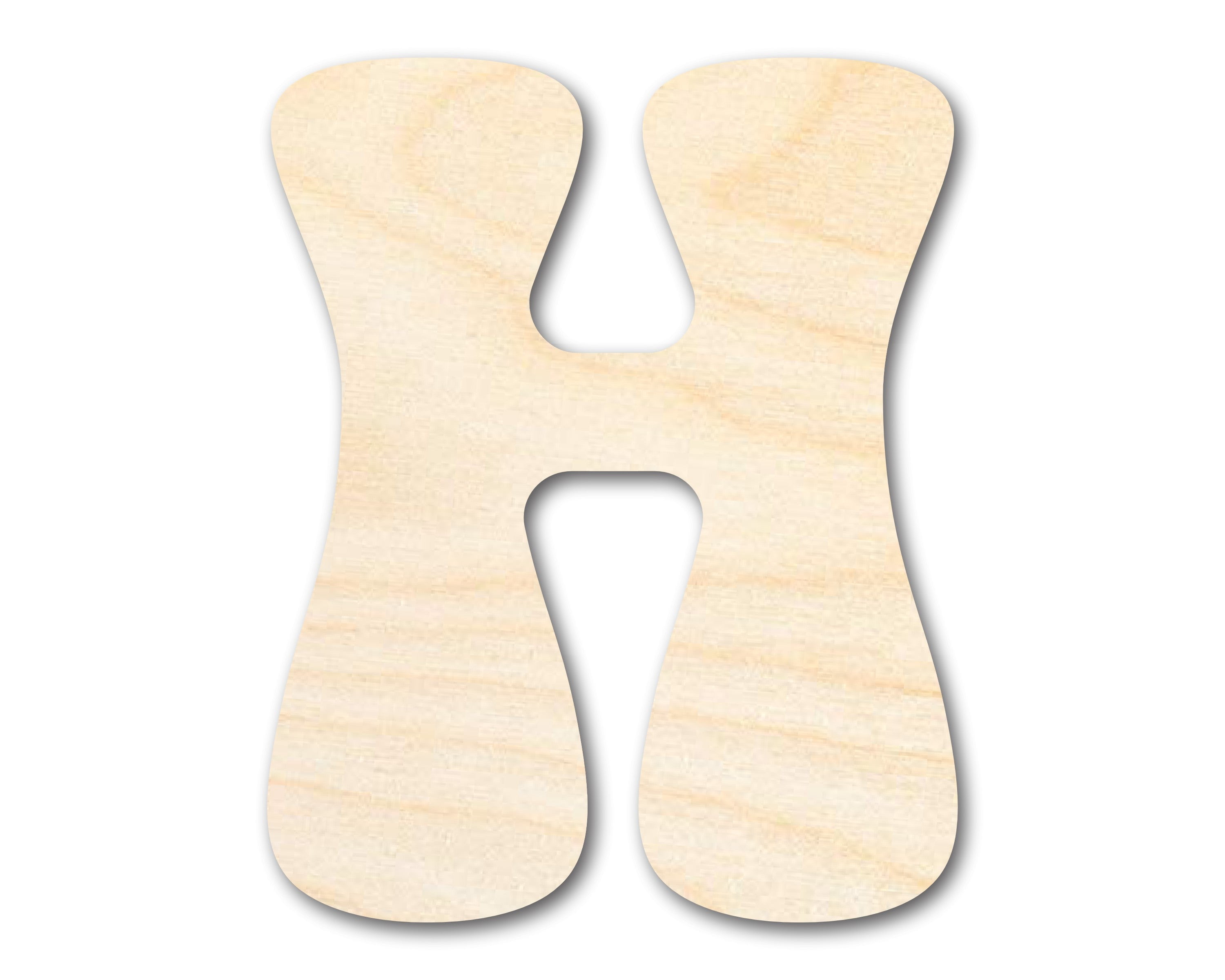 Unfinished Wood Groovy H Font Shape | DIY Craft Cutout 42