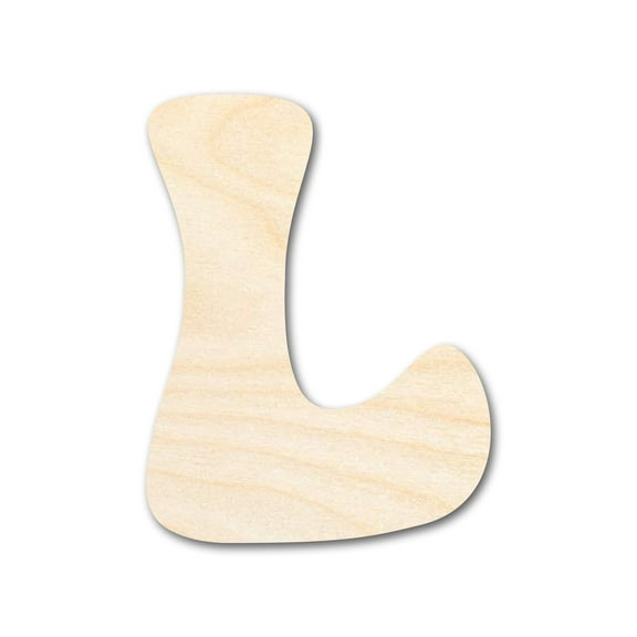 Unfinished Wood Groovy L Font Shape 20" / 1/2"