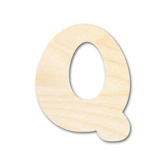 Unfinished Wood Groovy Q Font Shape 30" / 3/4"