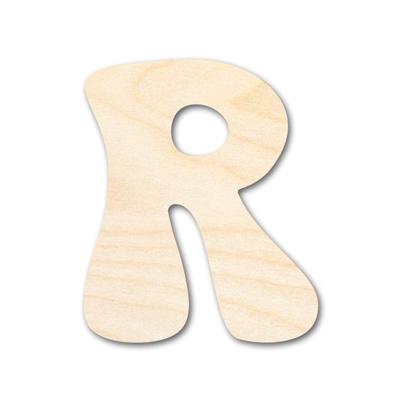 Unfinished Wood Groovy R Font Shape 46" / 3/4"