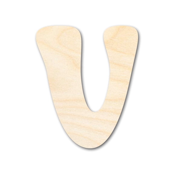 Unfinished Wood Groovy V Font Shape | DIY Craft Cutout 5" / 1/4"