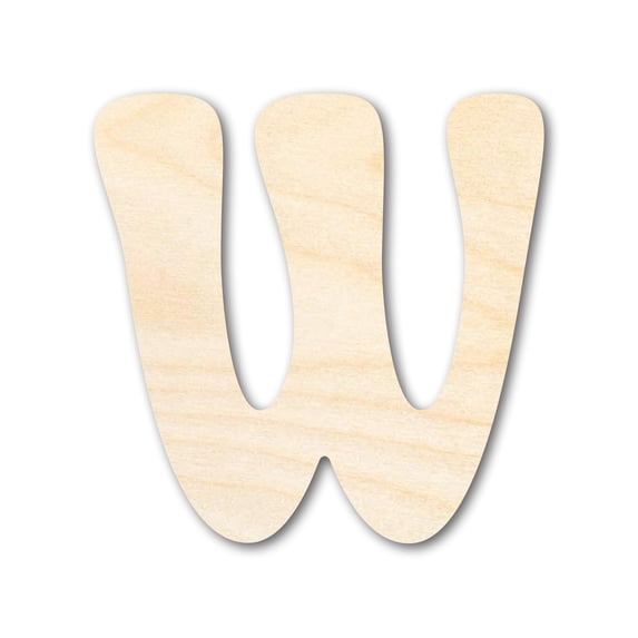Unfinished Wood Groovy W Font Shape 42" / 1/2"