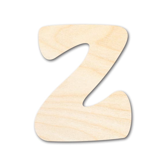 Unfinished Wood Groovy Z Font Shape | DIY Craft Cutout | up to 46" DIY 3" / 1/2"