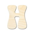 thumbnail image 1 of Unfinished Wood Groovy H Font Shape | DIY Craft Cutout 10" / 1/8", 1 of 3