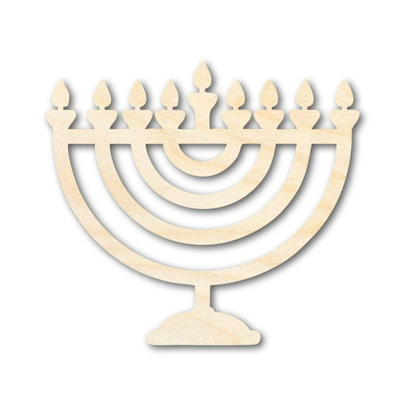 Unfinished Wood Hanukkiah Shape | DIY Craft Cutout | up to 46" DIY 7" / 1/4"