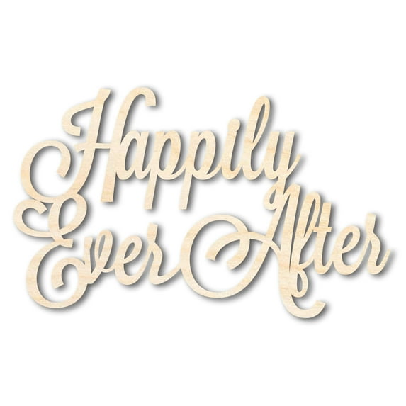Unfinished Wood Happily Ever After Shape - DIY Wedding Craft - up to 46" 36" / 1"