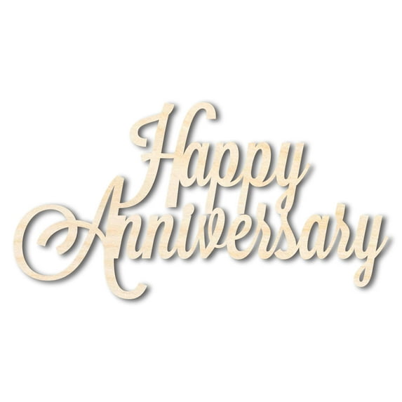 Unfinished Wood Happy Anniversary Shape - Word Anniversary Craft - up to 46" 20" / 1/8"