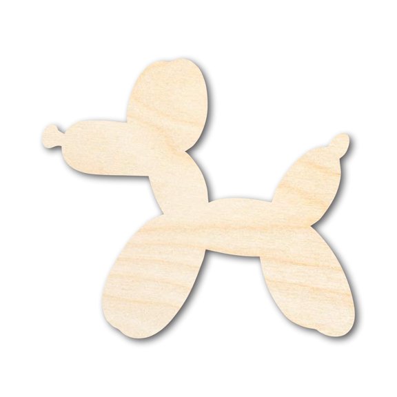 Unfinished Wood Happy Balloon Dog Shape | DIY Craft Cutout 4" / 1/8"