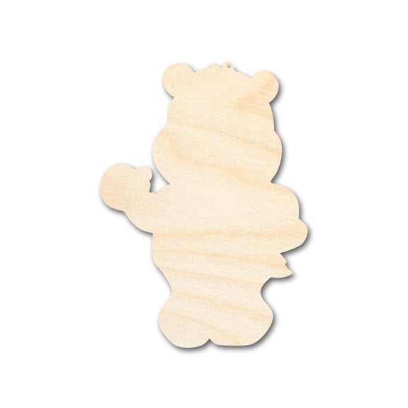 Unfinished Wood Happy Cartoon Bear Shape - Craft - up to 46" DIY 3" / 1/2"