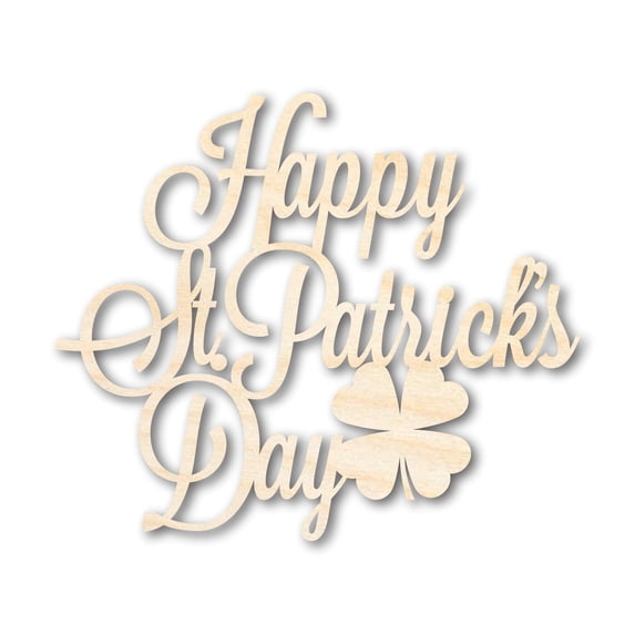 Unfinished Wood Happy St. Patrick's Day Shape | DIY Craft Cutout 10" / 1/8"