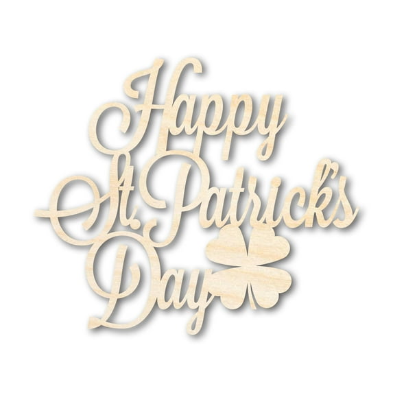 Unfinished Wood Happy St. Patrick's Day Shape | DIY Craft Cutout 10" / 3/4"