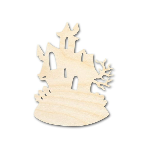 Unfinished Wood Haunted House Shape - Craft - up to 46" 4" / 1/2"