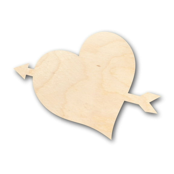 Unfinished Wood Heart Arrow Shape - Craft - up to 46" DIY 8" / 1/4"