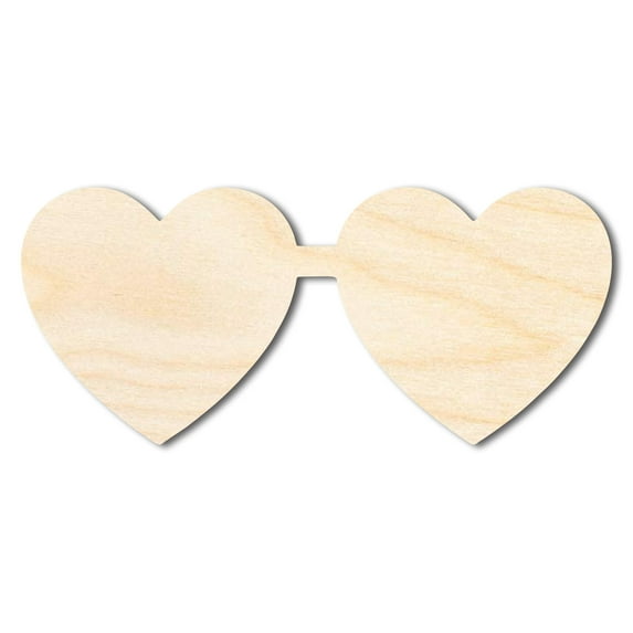 Unfinished Wood Heart Glasses Shape 7" / 1/2"