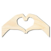 Unfinished Wood Heart Hands Shape | DIY Craft Cutout | up to 46" DIY 4" / 1/4"