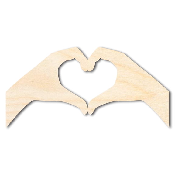 Unfinished Wood Heart Hands Shape | DIY Craft Cutout 4" / 1/8"