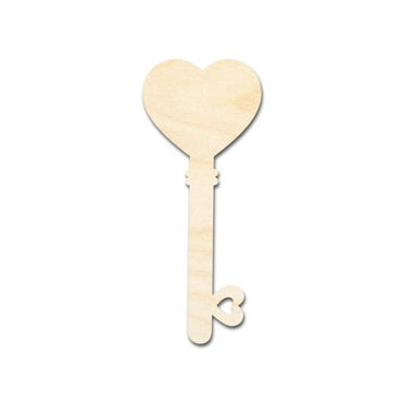 Unfinished Wood Heart Key Shape | DIY Craft Cutout | up to 46" DIY 3" / 1/2"