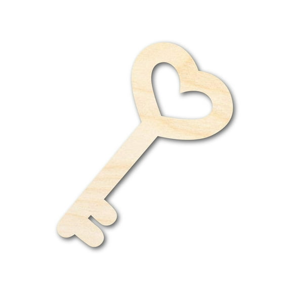 Unfinished Wood Heart Key Shape | DIY Craft Cutout 30" / 1/2"