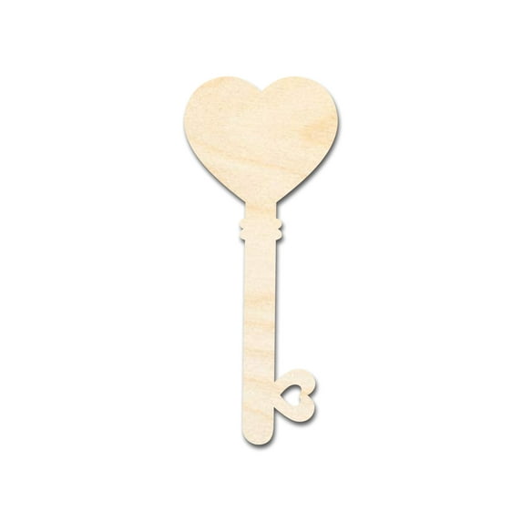 Unfinished Wood Heart Key Shape | DIY Craft Cutout | up to 46" DIY 36" / 1/2"