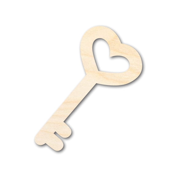 Unfinished Wood Heart Key Shape | DIY Craft Cutout 4" / 1/4"