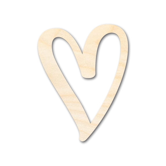 Unfinished Wood Heart Outline Shape | DIY Craft Cutout 10" / 1/8"