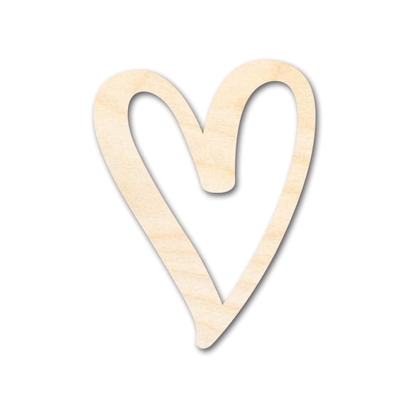 Unfinished Wood Heart Outline Shape | DIY Craft Cutout 4" / 1/2"